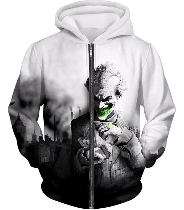 Otakuform-OP Zip Up Hoodie Zip Up Hoodie / XXS Deadliest Villain The Joker HD Graphic White Zip Up Hoodie
