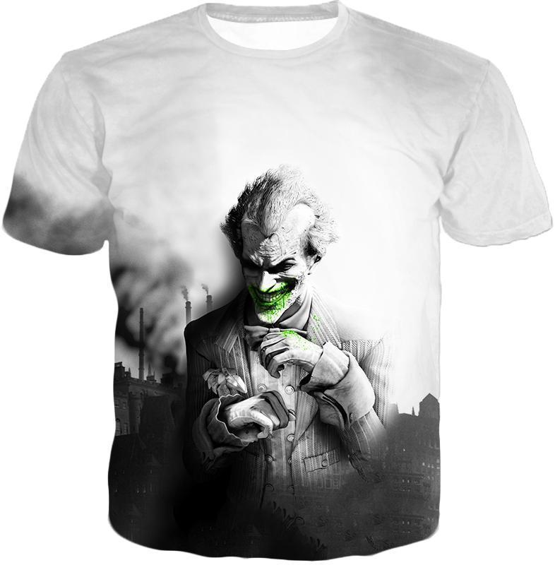 Otakuform-OP Zip Up Hoodie T-Shirt / XXS Deadliest Villain The Joker HD Graphic White Zip Up Hoodie