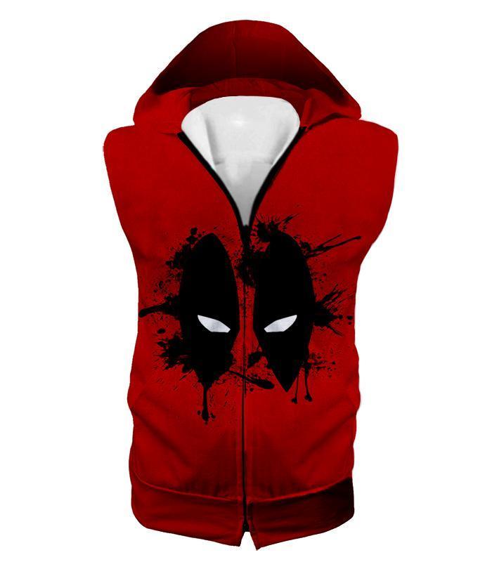 OtakuForm-OP Hoodie Hooded Tank Top / XXS Deadpool Hoodie - Amazing Red Deadpool Masked Patterned Graphic Hoodie