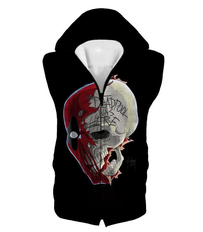 OtakuForm-OP Hoodie Hooded Tank Top / XXS Deadpool Hoodie - Deadpool Skull Graphic Black Hoodie