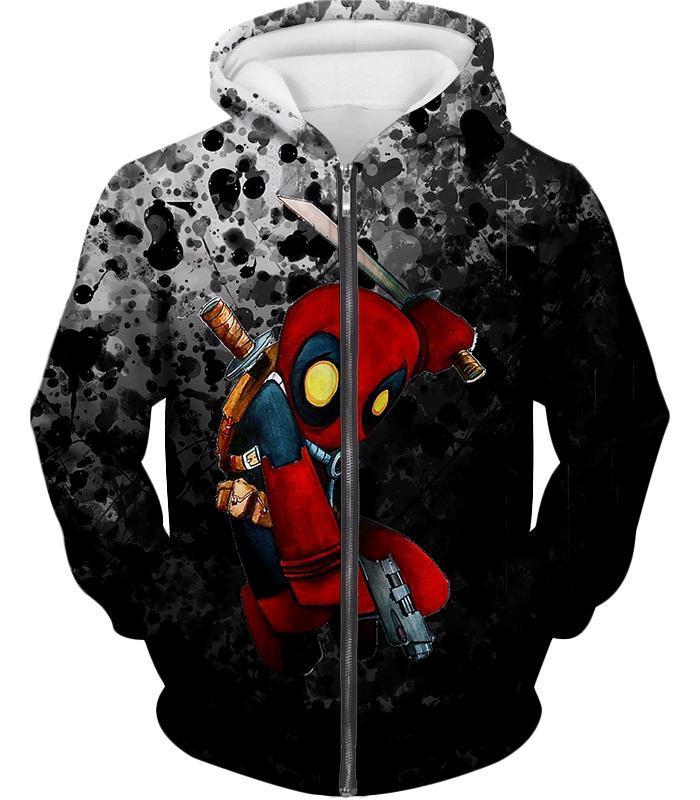 OtakuForm-OP T-Shirt Zip Up Hoodie / XXS Deadpool T-Shirt - Deadpool Figure Graphic Black T-Shirt