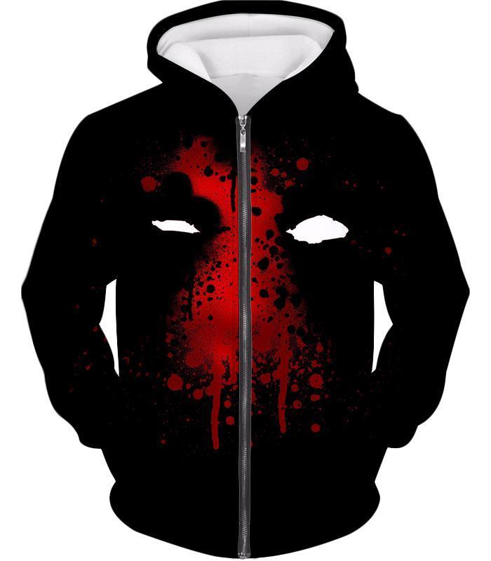 OtakuForm-OP T-Shirt Zip Up Hoodie / XXS Deadpool T-Shirt - Deadpool Graphic Mask Fan Art All Black T-Shirt
