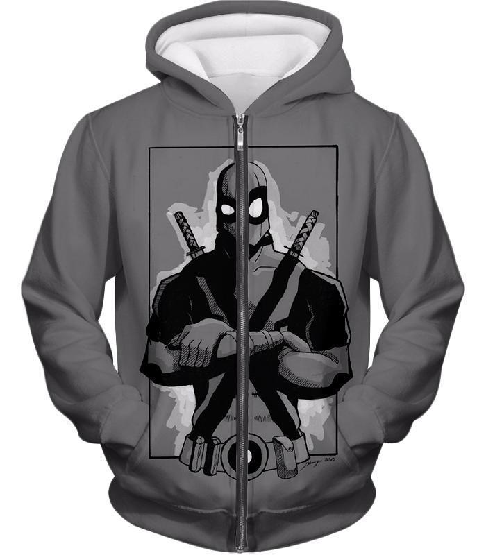 OtakuForm-OP T-Shirt Zip Up Hoodie / XXS Deadpool T-Shirt - Grey Deadpool Graphic Pose T-Shirt