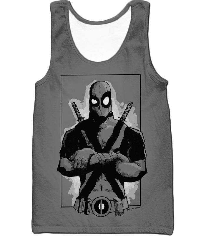 OtakuForm-OP T-Shirt Tank Top / XXS Deadpool T-Shirt - Grey Deadpool Graphic Pose T-Shirt