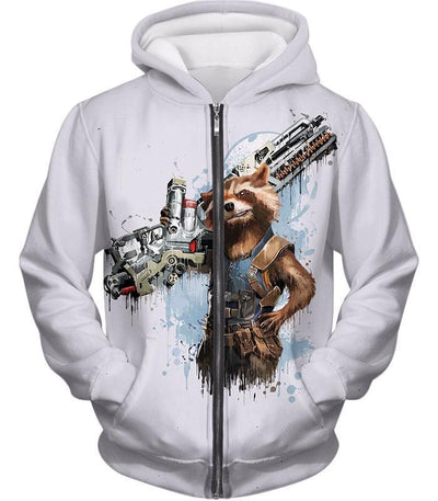 OtakuForm-OP T-Shirt Zip Up Hoodie / XXS Destoyer  Raccoon Rocket White T-Shirt