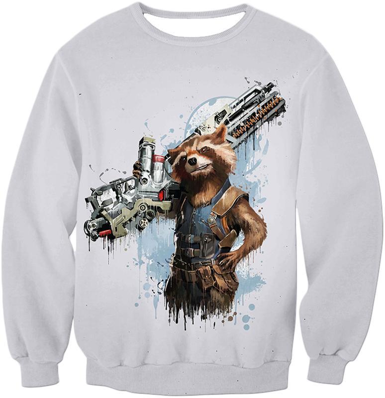 OtakuForm-OP Zip Up Hoodie Sweatshirt / XXS Destoyer  Raccoon Rocket White Zip Up Hoodie