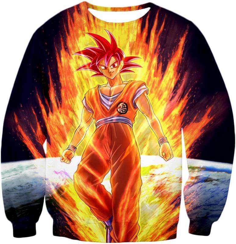 OtakuForm-OP Sweatshirt Sweatshirt / XXS Dragon Ball Super Awesome Anime Art Goku Super Saiyan God Cool Graphic Sweatshirt