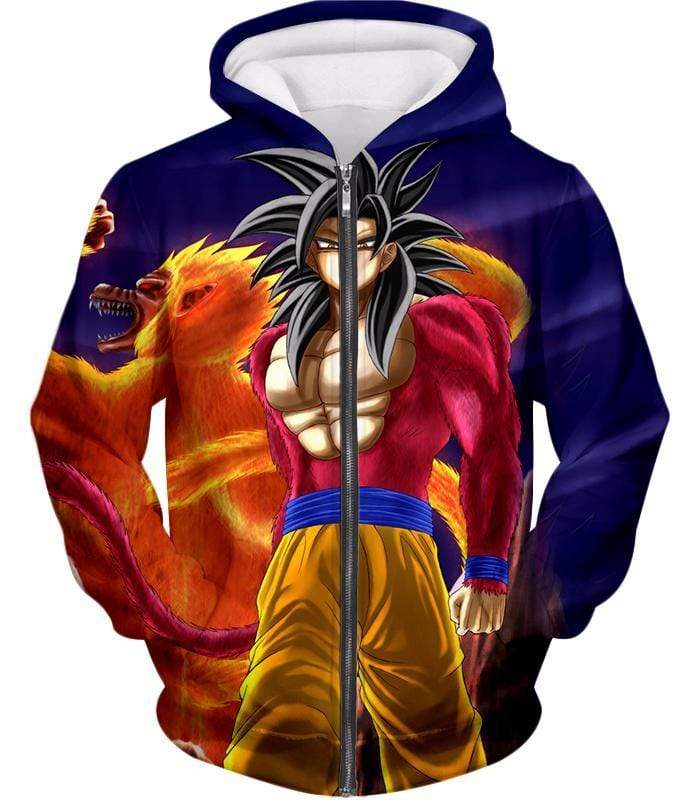 OtakuForm-OP Sweatshirt Zip Up Hoodie / XXS Dragon Ball Super Controlled Beast Form Goku Super Saiyan 4 Awesome Blue Sweatshirt