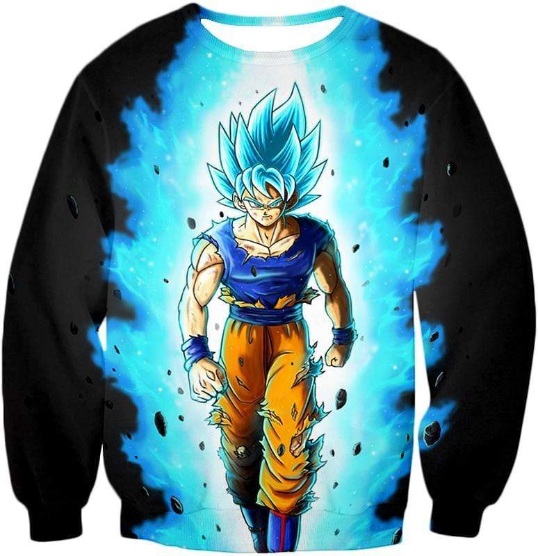 OtakuForm-OP Sweatshirt Sweatshirt / XXS Dragon Ball Super Cool Goku Super Saiyan Blue Awesome Anime Black Sweatshirt