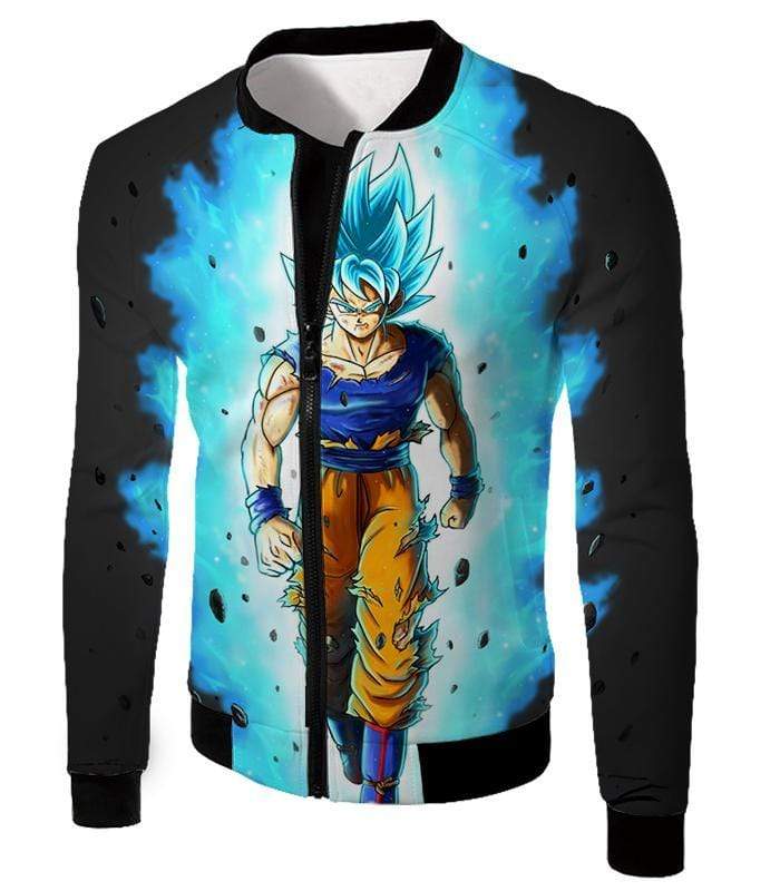 OtakuForm-OP Sweatshirt Jacket / XXS Dragon Ball Super Cool Goku Super Saiyan Blue Awesome Anime Black Sweatshirt