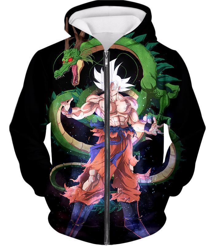 OtakuForm-OP Sweatshirt Zip Up Hoodie / XXS Dragon Ball Super Cool Hero Goku Super Saiyan White X Dragon Shenron Awesome Black Sweatshirt