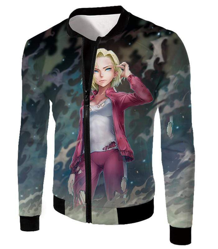 OtakuForm-OP Zip Up Hoodie Jacket / XXS Dragon Ball Super Cute Fighter Android 18 Pretty Graphic Zip Up Hoodie - Dragon Ball Z Hoodie