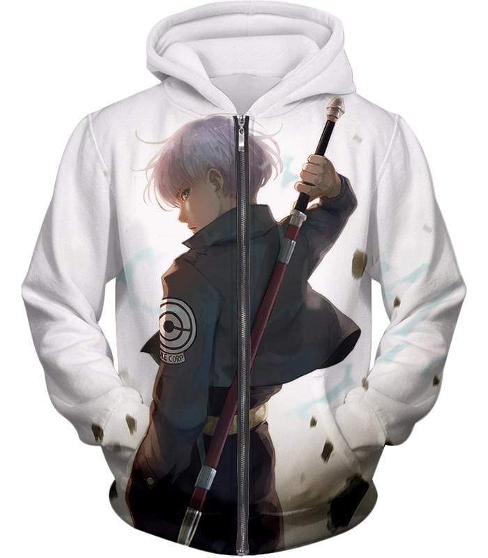 OtakuForm-OP Hoodie Zip Up Hoodie / XXS Dragon Ball Super Extremely Cool Future Trunks Awesome Graphic White Hoodie