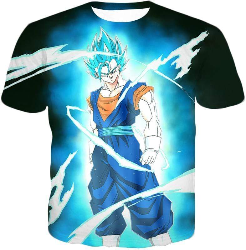 OtakuForm-OP Hoodie T-Shirt / XXS Dragon Ball Super Fusion Technique Vegito Super Saiyan Blue Cool Black Hoodie - DBZ Clothing Hoodie