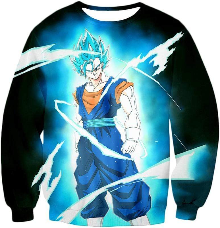 OtakuForm-OP Hoodie Sweatshirt / XXS Dragon Ball Super Fusion Technique Vegito Super Saiyan Blue Cool Black Hoodie - DBZ Clothing Hoodie