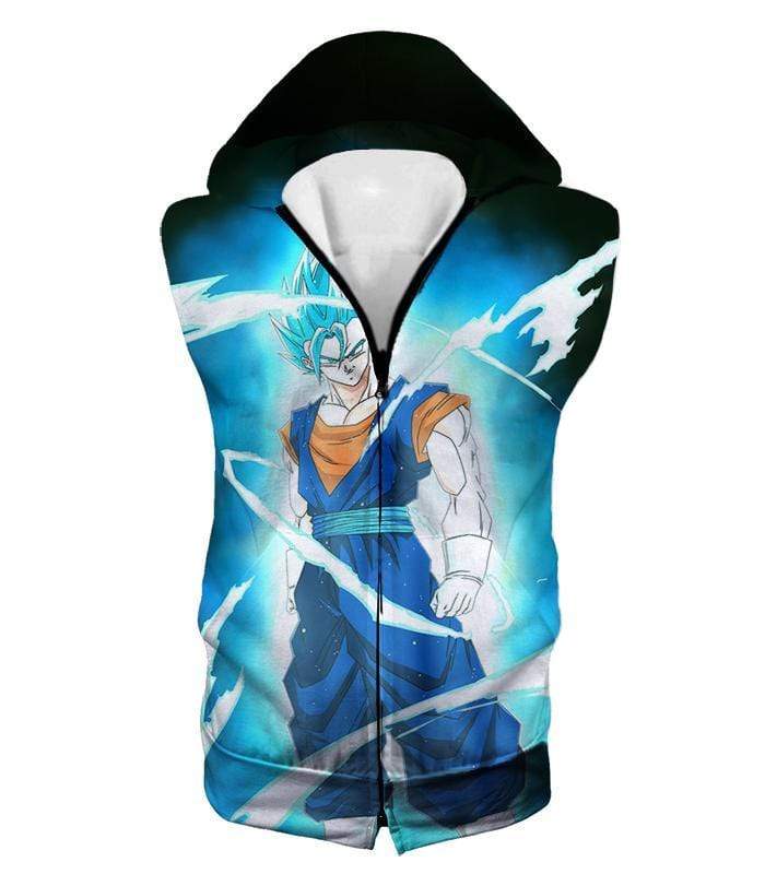 OtakuForm-OP Sweatshirt Hooded Tank Top / XXS Dragon Ball Super Fusion Technique Vegito Super Saiyan Blue Cool Black Sweatshirt - DBZ Clothing Sweater
