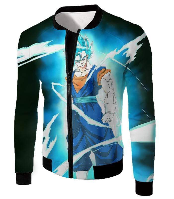 OtakuForm-OP Sweatshirt Jacket / XXS Dragon Ball Super Fusion Technique Vegito Super Saiyan Blue Cool Black Sweatshirt - DBZ Clothing Sweater