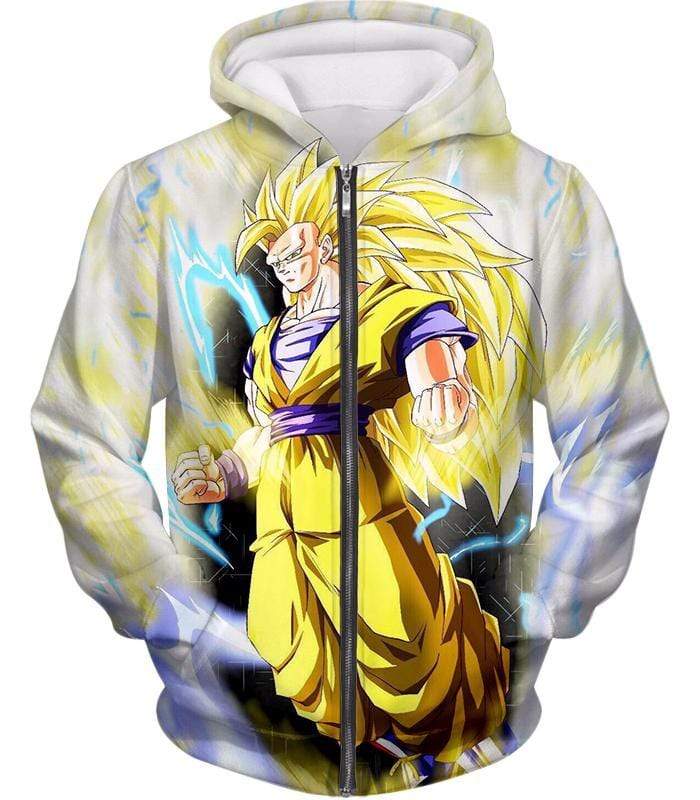 OtakuForm-OP Sweatshirt Zip Up Hoodie / XXS Dragon Ball Super Goku Super Saiyan 3 Awesome Anime White Sweatshirt