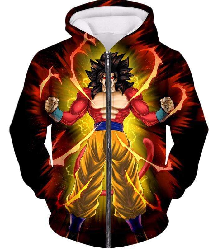 OtakuForm-OP T-Shirt Zip Up Hoodie / XXS Dragon Ball Super Goku Super Saiyan 4 Power Black T-Shirt