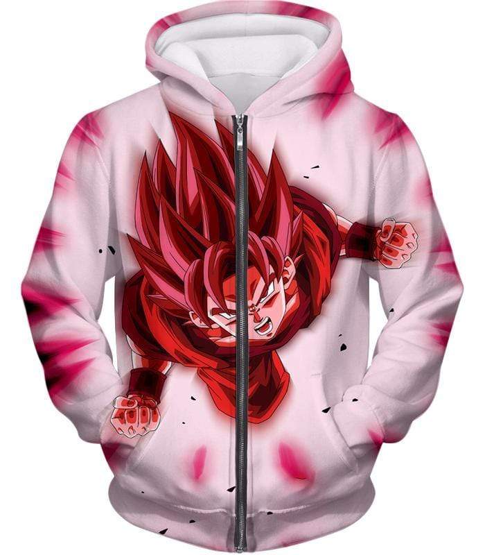 OtakuForm-OP Sweatshirt Zip Up Hoodie / XXS Dragon Ball Super Goku Super Saiyan God Awesome Power White Sweatshirt