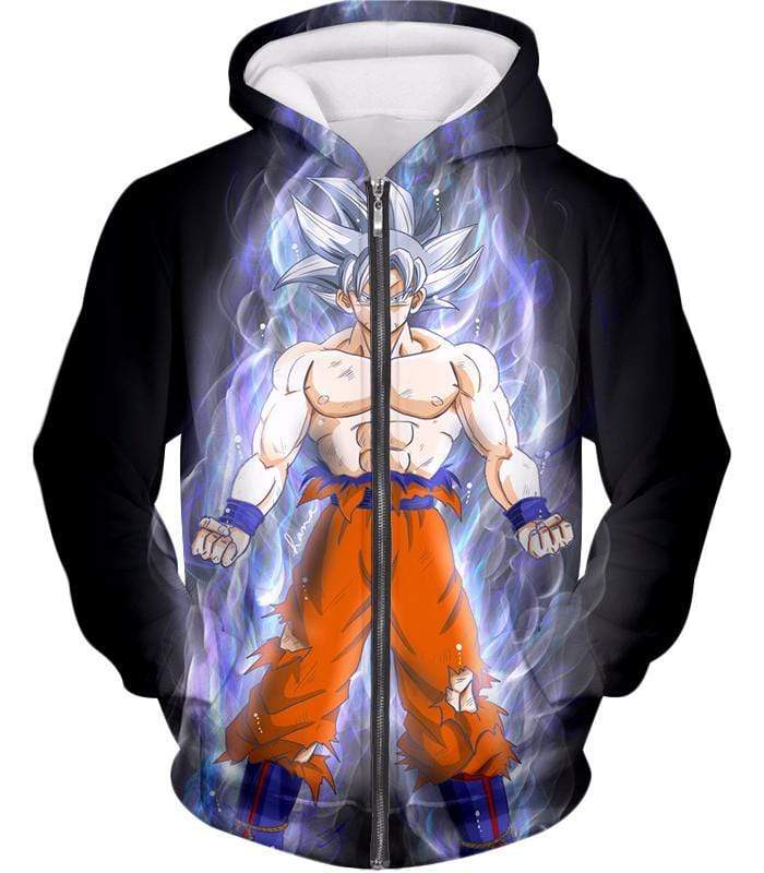 OtakuForm-OP Sweatshirt Zip Up Hoodie / XXS Dragon Ball Super Incredible Form Goku Super Saiyan White Cool Black Sweatshirt - DBZ Clothing Sweater
