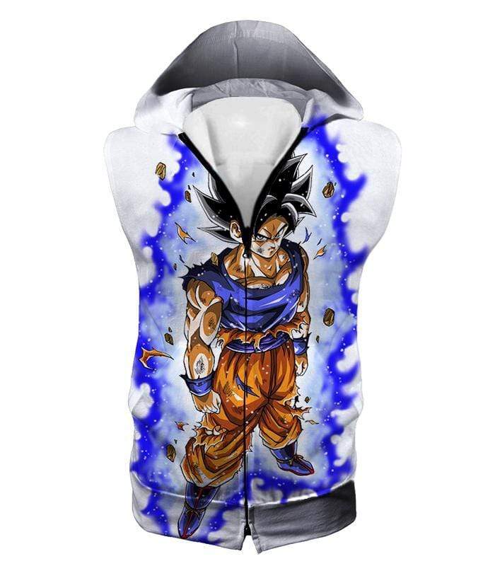 OtakuForm-OP T-Shirt Hooded Tank Top / XXS Dragon Ball Super Latest Form Goku Ultra Instinct Super Cool Action White T-Shirt - DBZ T-Shirt