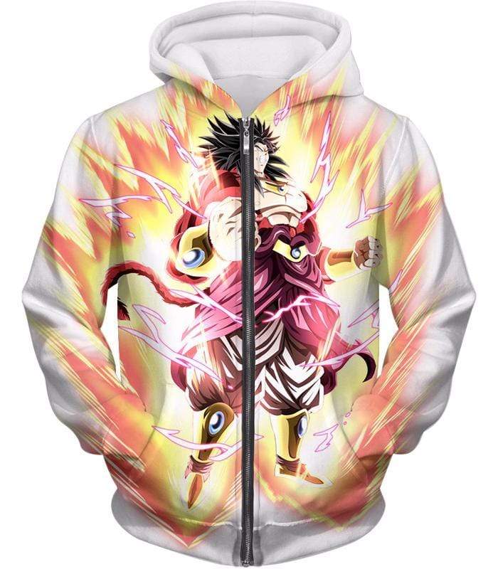 OtakuForm-OP Sweatshirt Zip Up Hoodie / XXS Dragon Ball Super Legendary Saiyan Warrior Broly Ultra Instinct Rising Awesome White Sweatshirt - Dragon Ball Super Sweater
