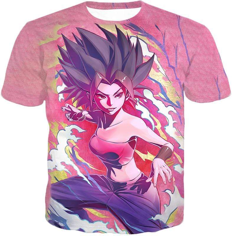 OtakuForm-OP T-Shirt T-Shirt / XXS Dragon Ball Super Saiyan Caulifla Cool Action Pink T-Shirt - Dragon Ball T-Shirt