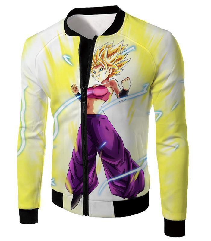 OtakuForm-OP Sweatshirt Jacket / XXS Dragon Ball Super Super Saiyan 2 Caulifla Awesome Anime White Sweatshirt