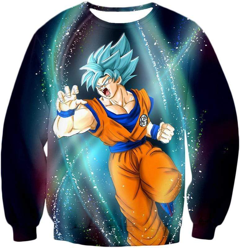 OtakuForm-OP Sweatshirt Sweatshirt / XXS Dragon Ball Super Super Saiyan Blue Goku Action Graphic Sweatshirt - DBZ Sweater