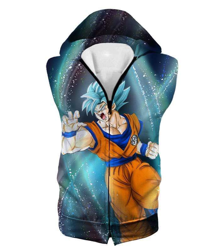 OtakuForm-OP Sweatshirt Hooded Tank Top / XXS Dragon Ball Super Super Saiyan Blue Goku Action Graphic Sweatshirt - DBZ Sweater