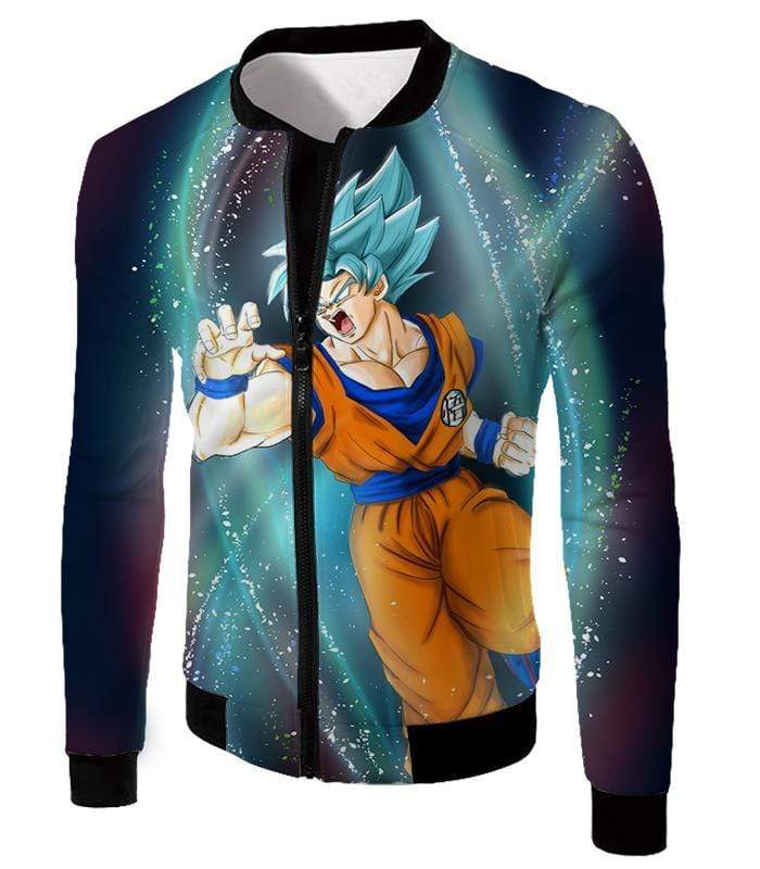 OtakuForm-OP Sweatshirt Jacket / XXS Dragon Ball Super Super Saiyan Blue Goku Action Graphic Sweatshirt - DBZ Sweater