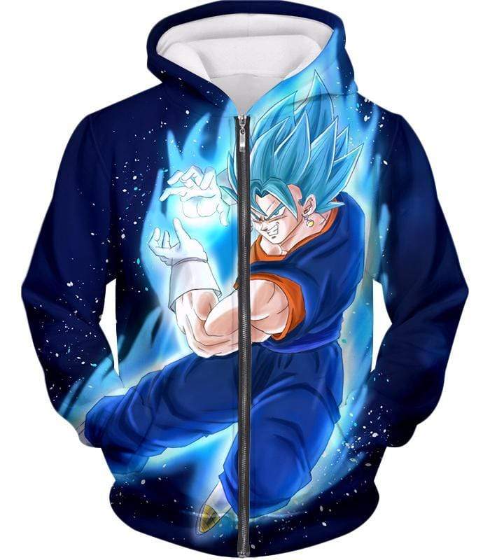 OtakuForm-OP Sweatshirt Zip Up Hoodie / XXS Dragon Ball Super Vegito Super Saiyan Blue Cool Action Blue Sweatshirt - DBZ Sweater