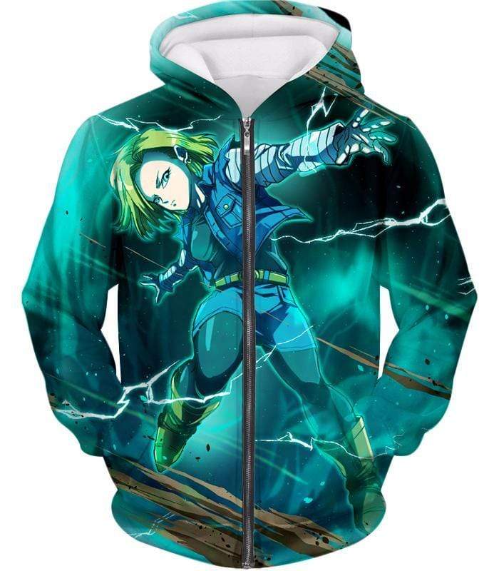 OtakuForm-OP T-Shirt Zip Up Hoodie / XXS Dragon Ball Super Very Cool Action Hero Android 18 Awesome Graphic T-Shirt - Dragon Ball Super T-Shirt