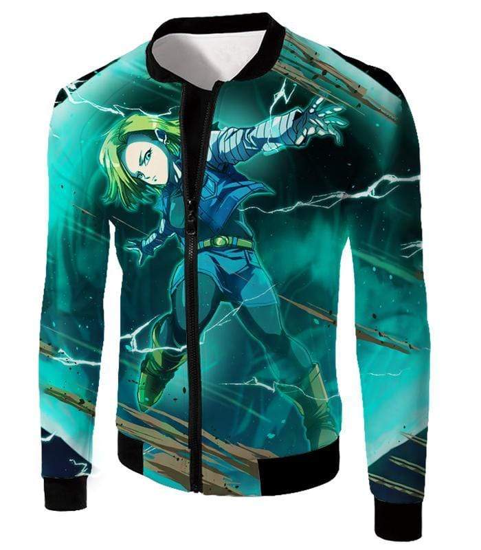 OtakuForm-OP Zip Up Hoodie Jacket / XXS Dragon Ball Super Very Cool Action Hero Android 18 Awesome Graphic Zip Up Hoodie - Dragon Ball Super Hoodie