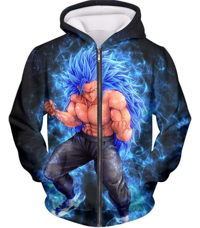 OtakuForm-OP Sweatshirt Zip Up Hoodie / XXS Dragon Ball Super Very Cool Godly Goku Super Saiyan Blue Black Sweatshirt