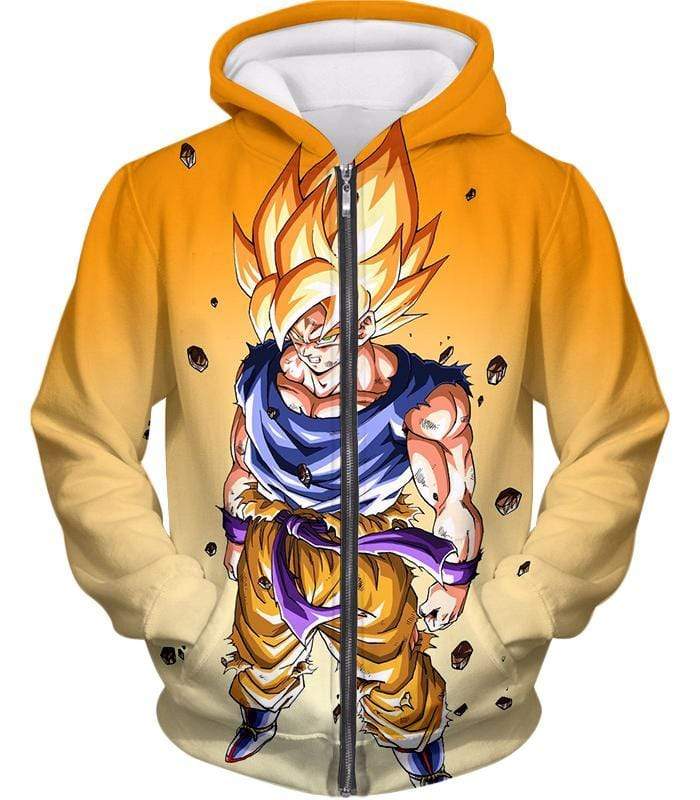 OtakuForm-OP T-Shirt Zip Up Hoodie / XXS Dragon Ball Super Warrior Goku Super Saiyan 2 Cool Battle Orange T-Shirt
