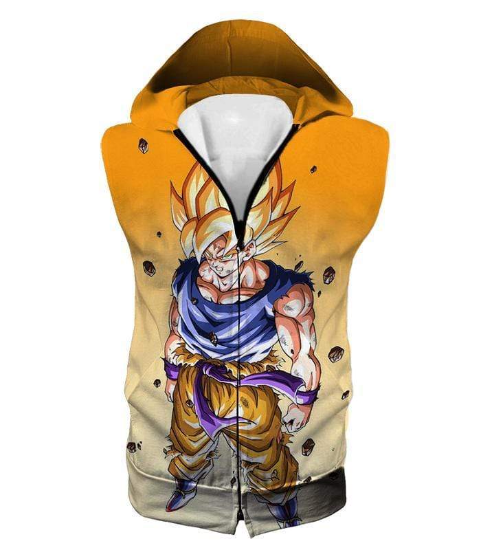 OtakuForm-OP T-Shirt Hooded Tank Top / XXS Dragon Ball Super Warrior Goku Super Saiyan 2 Cool Battle Orange T-Shirt