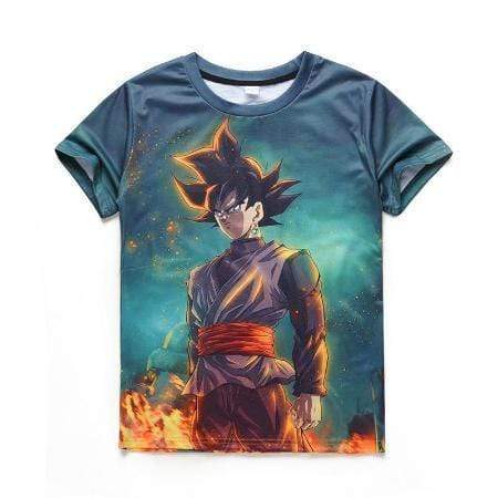 Anime Merchandise T-Shirt M Dragon Ball Z Clothing Shirt - Goku Black Surrounded by Flames T-Shirt