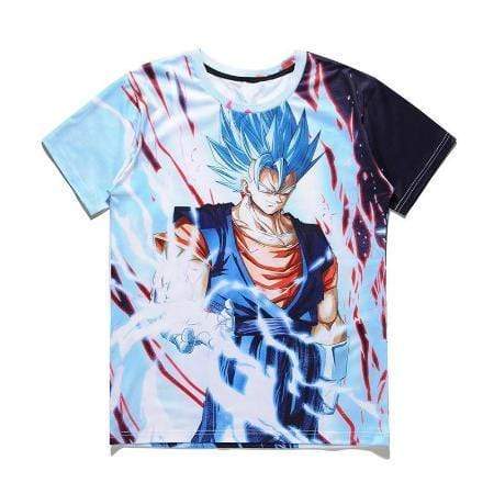 Anime Merchandise T-Shirt M Dragon Ball Z Clothing Shirt - Super Saiyan Blue Goku with Lightning T-Shirt