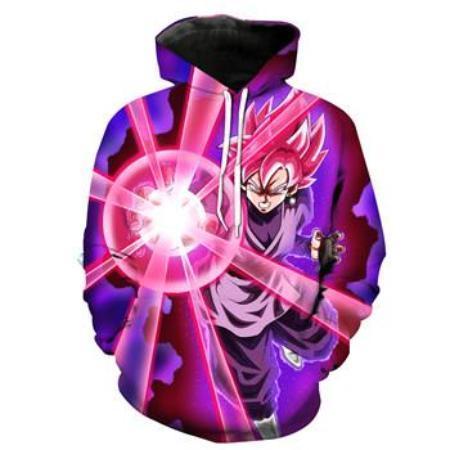 Anime Merchandise M / Pink Dragon Ball Z Hoodie - Attacking Goku Black Super Saiyan Rosé Pullover Hoodie