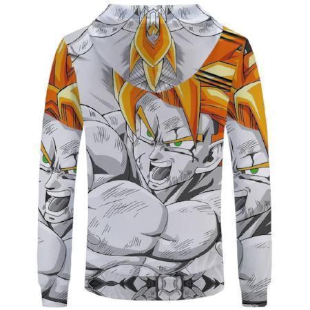 Anime Merchandise XS / Grey Dragon Ball Z Hoodie - Battle Super Saiyan Goku Pullover Hoodie