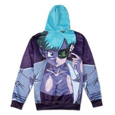 Anime Merchandise Hoodie M Dragon Ball Z Hoodie - Bulma with Scouter Pullover Hoodie