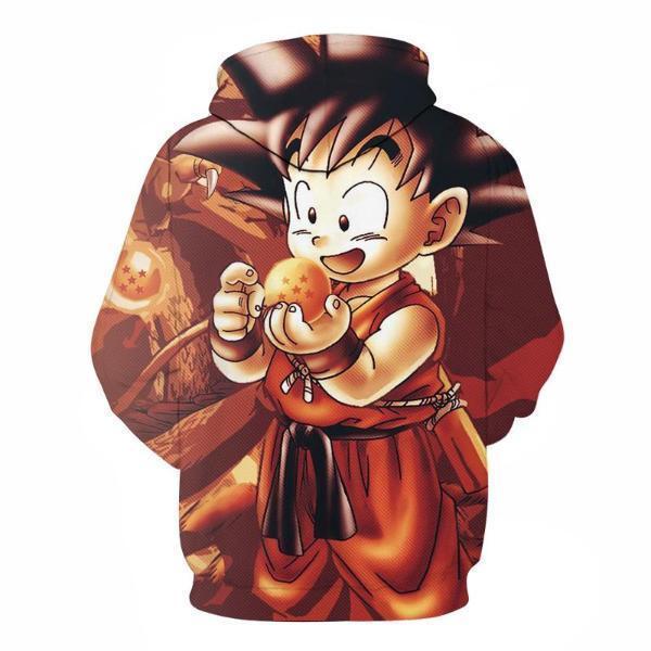 Anime Merchandise M / Orange Dragon Ball Z Hoodie - Cute Monkey Kid Goku Pullover Hoodie