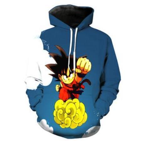 Anime Merchandise M / Blue Dragon Ball Z Hoodie - Flying Punch Kid Goku Pullover Hoodie