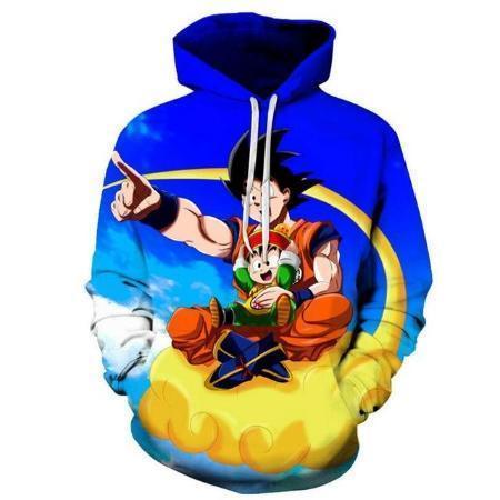 Anime Merchandise Hoodie M Dragon Ball Z Hoodie - Goku and Goten Flying on Nimbus Pullover Hoodie