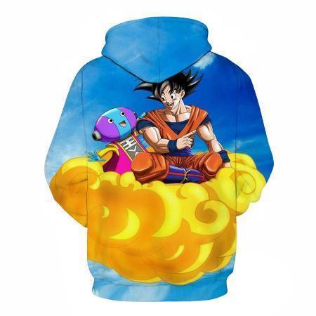 Anime Merchandise Hoodie M Dragon Ball Z Hoodie - Goku and Zeno Flying on Nimbus Pullover Hoodie