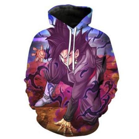 Anime Merchandise M / Purple Dragon Ball Z Hoodie - Goku Black Super Saiyan Rosé Pullover Hoodie