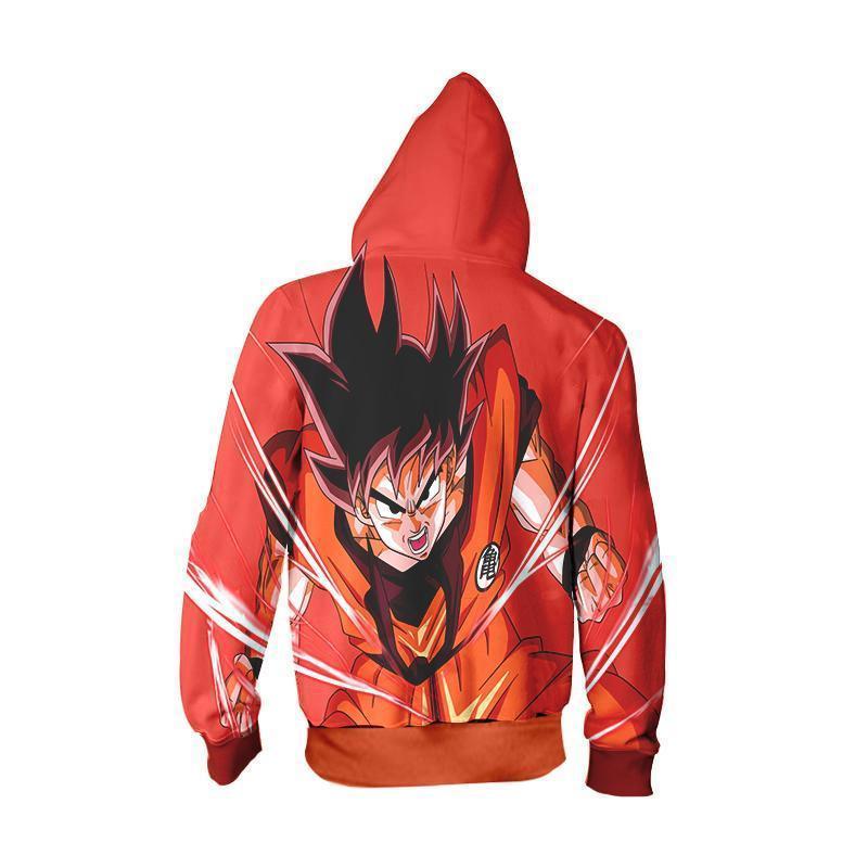 Dragon Ball Zip Up Hoodie XXS / Zip Up Hoodie Dragon Ball Z Hoodie - Goku Power Up Red  Zip Up Hoodie Jacket