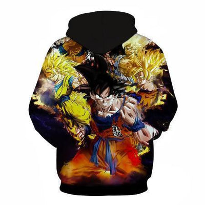 Anime Merchandise Hoodie M Dragon Ball Z Hoodie - Goku's Different Forms Pullover Hoodie